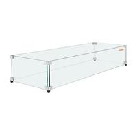 VEVOR Pare-vent pour Foyer, 798x317x165 mm Pare-vent en Verre Trempé pour Brasero Écran de Protection Rectangulaire Pare-flamme Robuste Coupe-vent Stable Épaisseur 8 mm avec Support Coin Dur et Pieds