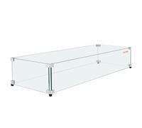 VEVOR Pare-Vent pour Foyer, 798x317x165 mm Pare-Vent en Verre Trempé pour Brasero Écran de Protection Rectangulaire Pare-Flamme Robuste Coupe-Vent Stable Épaisseur 8 mm avec Support Coin Dur et Pieds