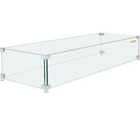 VEVOR Pare-vent pour foyers, 38" x 10,5" x 6" Pare-vent en verre, verre rectangulaire, table à feu de 3/8" d'épaisseur, pare-vent transparent en verre trempé