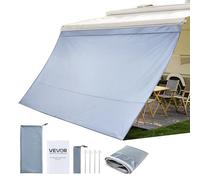 VEVOR Paroi Avant pour Store de Camping-Car 2x3,7 m, Façade de Store Compatible avec Auvent 4 m, Pare-Soleil Caravane Voyage, avec Couverture Zippée en PU UV50+, Maille Polyester Double Couture