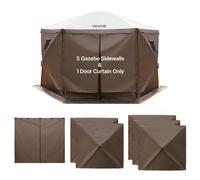 VEVOR Paroi Latérale de Tonnelle 1,73x1,48 m Panneau Latéral de Tente Tonnelle Lot de 6 pour Événements Stands Vendeur, Imperméable, Coupe-vent et Pare-soleil, avec 1 Porte zippée, 2 Fenêtres, Marron