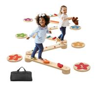 VEVOR Pavés de poutre d'équilibre, 6 pièces de planches d'équilibre en bois pour jeunes enfants, jouets Montessori pour enfants de 2 à 6 ans, développe la coordination et la motricité globale, parcour