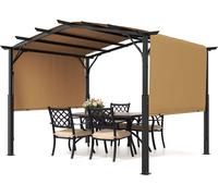 VEVOR Pavillon 3x3 m, abri avec toit rétractable, grand pavillon de terrasse, tente de réception, pavillon de jardin stable pour terrasse, arrière-cour, véranda, piscine