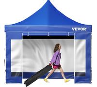 VEVOR Pavillon pliable 3x3m Pavillon pliable 240g polyester enduit PVC Pop-Up Pavillon 1,95-2,13m Réglable Tente de réception Tente de plage Bleu pour mariages ou autres activités commerciales