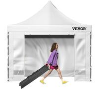 VEVOR Pavillon pliable 3x3m Pavillon pliable 240g polyester enduit PVC Pop-Up Pavillon 1,95-2,13m Réglable Tente de réception Tente de fête Tente de plage Blanc pour mariages ou autres activités comme