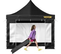VEVOR Tonnelle Imperméable 3x3 m Tente Pop-up Jardin avec Parois Latérales Pavillon Terrasse Extérieure Abri Pliable Soleil Pluie Neige Résistant aux UV et Sac à roulettes pour Fête Arrière-Cour Noir