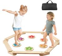 VEVOR Pédales de poutre d'équilibre, 6 pièces de planches d'équilibre en bois pour jeunes enfants, jouets Montessori pour enfants de 2 à 6 ans, développe la coordination et la motricité globale, parco