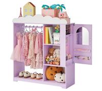 VEVOR Penderie Enfant avec Armoire à Bijoux, Armoire Enfant avec Miroir, Tringle à Vêtements et Étagères de Rangement pour Déguisements et Costumes de Princesse, pour Chambre d'Enfant, Fille, Violet