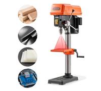 VEVOR Perceuse à Colonne d'Établi 254 mm Perceuse d'Établi 400 W pour Travail du Bois et Métaux, Vitesse Variable 440-2600 tr/min, avec Table Inclinable 0-45°, Positionnement Laser X, Éclairage LED