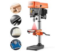 VEVOR Perceuse à Colonne d'Établi 305 mm Perceuse d'Établi 550 W pour Travail du Bois et Métaux, Vitesse Variable 340-2200 tr/min, avec Table Inclinable 0-45°, Positionnement Laser X, Éclairage LED