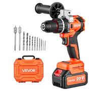 VEVOR Perceuse à Percussion Sans Fil 20 V, 26000 IPM Moteur Sans Balais, Batterie Lithium-ion 4000 mAh et Chargeur, Mandrin Tout Métal 1/2", Kit de Perceuse pour Bois, Métal et Vissage, Design Compact