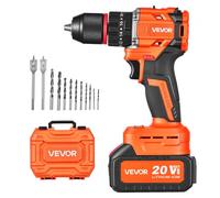 VEVOR Perceuse à Percussion Sans Fil 20 V, 30000 IPM Moteur Sans Balais, Batterie Lithium-ion 4000 mAh et Chargeur, Mandrin Tout Métal 1/2", Kit de Perceuse pour Bois, Métal et Vissage, Design Compact