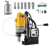 VEVOR Perceuse Magnétique 1100 W, Diamètre d'Alésage de 40 mm, Perceuse à Colonne Magnétique MD40, 12000 N, 670 tr/min, avec 6 Fraises Annulaires HSS, Système de Forage, Construction