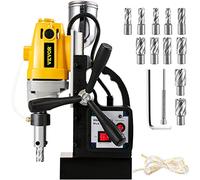 VEVOR Perceuse Magnétique 1100W Kit Carotteuse Magnétique avec Fraises Annulaires 11PCS Perceuse Electromagnétique Diamètre 40mm Profondeur 125mm Système De Forage Magnétique Électro-Aimant