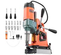 VEVOR Perceuse Magnétique 1400 W, Perceuse à Colonne 10000 N, Diamètre d'Alésage 50 mm, Vitesse 0-850 tr/min, Sens de Rotation Réversible, 11 Forets, pour Surface Métallique, Rénovation Résidentielle