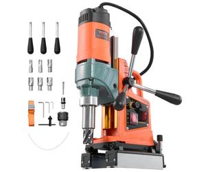 VEVOR Perceuse Magnétique 1400 W, Perceuse à Colonne 10000 N, Diamètre d'Alésage 50 mm, Vitesse 0-850 tr/min, Sens de Rotation Réversible, 6 Forets, pour Surfaces Métalliques, Rénovation Résidentielle