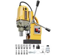 VEVOR Perceuse Magnétique 1400 W, Perceuse à Colonne Portable, Force 12500 N, Vitesse 800 tr/min, Max. Diamètre d'Alésage 40 mm, avec 11 Forets de Carottage, pour Installation Construction Chantier