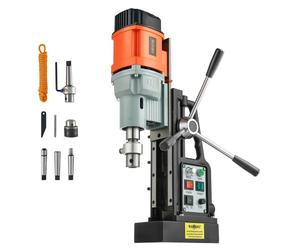 VEVOR Perceuse Magnétique 1500 W, Perceuse à Colonne Portable, Force 13000 N, Vitesse 0-600 tr/min, Diamètre d'Alésage de 60 mm, Cône Morse, Taraudage M3-M16, pour Surfaces Métalliques, Rénovation