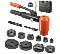 VEVOR Perforatrice Hydraulique 15 T, Kit de Perforation Hydraulique avec 10 Poinçons 12,7-101,6 mm, Outil de Poinçonnage pour Métal Inox Aluminium Plastique, Atelier Chantier Installation Électrique