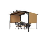 VEVOR Pergola Arquée Rétractable, 3048x3048 mm, Pergola Extérieur à Toit Arqué en Métal avec Auvent Pare-Soleil, Grand Abri Ombragé de Patio Robuste, pour Terrasse, Arrière-Cour, Jardin, Bord Piscine