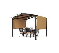 VEVOR Pergola Arquée Rétractable, 3048x3048 mm, Pergola Extérieur à Toit Arqué en Métal avec Auvent Pare-Soleil, Grand Abri Ombragé de Patio Robuste, pour Terrasse, Arrière-Cour, Jardin, Bord Piscine