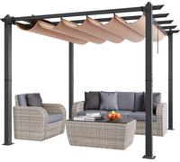 VEVOR Pergola rétractable extérieure avec auvent pare-soleil en aluminium beige