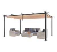 VEVOR Pergola rétractable extérieure 3,6 x 4,9 m avec auvent pare-soleil beige