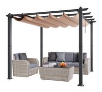 VEVOR Pergola rétractable extérieure avec auvent pare-soleil en aluminium beige