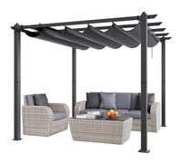 VEVOR Pergola rétractable extérieure 3 x 3 m, tonnelle de Jardin en Aluminium avec auvent Pare-Soleil en Toile Polyester Haute densité Anti-UV, pour patios, Jardins, terrasses, arrière-Cours, Gris