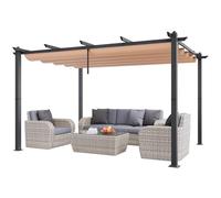 VEVOR Pergola rétractable extérieure 3 x 4 m, tonnelle de Jardin en Aluminium avec auvent Pare-Soleil en Toile Polyester Haute densité Anti-UV, pour patios, Jardins, terrasses, arrière-Cours, Beige