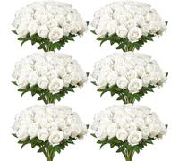 VEVOR Pétales de roses artificielles, 120 fleurs artificielles, blanches, roses mousseuses pour bouquet de mariage fait maison, bouquet de mariée, Saint-Valentin, Fête des mères
