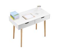 VEVOR petit bureau avec 2 tiroirs pour chambre à coucher, table de travail simple en bois pour dessiner, lire