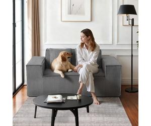 VEVOR Petit Canapé 2 Places, Causeuse de Salon de 160 cm, en Velours Côtelé, avec Ressorts Ensachés, Coussins Moelleux et Siège Confortable, Meuble pour Chambre Maison, Bureau ou Appartement, Gris
