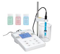 VEVOR pH Mètre de Table 0-14 pH, Kit de Test Laboratoire, Écran Rétroéclairé, Solutions d'Étalonnage, Adaptateur Secteur, Capacité de Stockage de 50 Mesures, pour Analyse de Température et de l'Eau