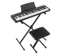 VEVOR Piano Numérique 61 Touches Semi-lestées Clavier Électronique Portable pour Débutants, 128 Sonorités Rythmes, Double Alimentation, avec Support, Banc, Pédale, Prise Casque, USB/MIDI, Pupitre, Noi