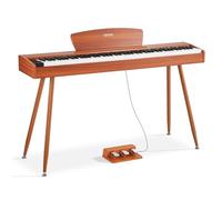 VEVOR Piano Numérique 88 Touches Lestées, Mode Double Clavier et Haut-parleurs, avec Pupitre à Partitions, Support, Pédale de Sustain, 280 Sonorités, Connexion Sans Fil, pour Débutants, Couleur Bois