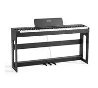 VEVOR Piano Numérique 88 Touches Lestées, Mode Double Clavier Haut-parleurs, avec Pupitre à Partitions, Support, Pédale Sustain, Adaptateur CC, 280 Sonorités, Connexion Sans Fil, pour Débutants, Noir