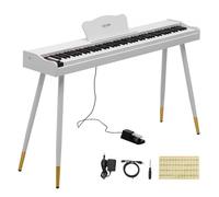 VEVOR Piano Numérique 88 Touches Semi-lestées Clavier Électronique Support pour Débutant, 600 Sonorités et Rythmes, Format Standard, avec Haut-parleur Stéréo, Pédale, Prise Casque, USB/MIDI, Blanc