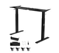 VEVOR Pied Bureau Assis Debout Double Moteur, Cadre Bureau Assis Debout Électrique Réglable en Hauteur 70-117 cm pour Poste de travail et Maison, avec 4 Mémoires, Longueur Extensible 104-160 cm, Noir