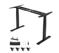 VEVOR Pied Bureau Assis Debout Double Moteur, Cadre Bureau Assis Debout Électrique Réglable en Hauteur 60-125 cm pour Poste de travail et Maison, avec 3 Mémoires, Longueur Extensible 100-180 cm, Noir