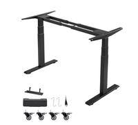 VEVOR Pied Bureau Assis Debout Double Moteur, Cadre Bureau Assis Debout Électrique Réglable en Hauteur 60-125 cm pour Poste de travail et Maison, avec 3 Mémoires, Longueur Extensible 100-180 cm, Noir