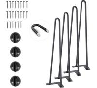VEVOR Pied de Table en Épingle à Cheveux 4PCS Pieds de Bureau 482 mm Acier Massif Capacité Charge 227 kg Pieds de Meubles 2 Tiges Noirs avec Vis et Patins Protecteurs pour Maison Bureau Salle à Manger