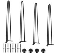 VEVOR Pied de Table en Épingle à Cheveux 4PCS Pieds de Bureau 71 cm Acier Massif Capacité Charge 408 kg Pieds de Meubles 3 Tiges Noirs avec Vis et Patins Protecteurs pour Maison Bureau Salle à Manger