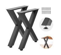 VEVOR Pieds de Table en Forme de X 750x600 mm Lot de 2, Pieds de Bureau en Acier au Carbone, Charge Max. 1000 kg pour Bureau, Table à Manger, Établi, Plan de Travail et Table de Bar, avec Patins, Noir