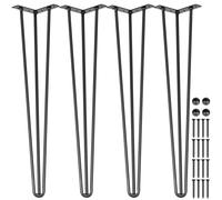 VEVOR Pieds de table en épingle à cheveux de 16 pouces Ensemble de pieds de table en épingles 4 Pc Pieds de table en épingle à cheveux en acier avec 3 Tiges