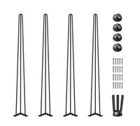 VEVOR Pieds de table en épingle à cheveux 86,4 cm Noir Lot de 4 Pieds de bureau Capacité de charge 399 kg (chacun 99,8 kg) Pieds de bureau en épingle à cheveux 3 tiges pour banc, bureau, table d