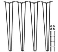 VEVOR Pieds de Table en Épingle à Cheveux de 16 Pouces, Ensemble de Pieds de Table en Épingle 4 PC, Pieds en Épingle À Cheveux en Acier avec 3 Tiges Robustes, Pieds de Meubles Noirs pour Créer Table