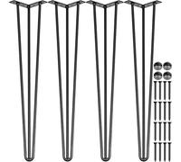 VEVOR Pieds de Table en Épingle à Cheveux de 18 Pouces, Ensemble de Pieds de Table en Épingle 4PCS Pieds en Épingle À Cheveux en Acier avec 3 Tiges Robustes Pieds de Meubles Noirs Créer Table