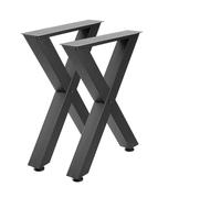 VEVOR Pieds de Table en Forme de X 750x600 mm Lot de 2, Pieds de Bureau en Acier au Carbone, Charge Max. 1000 kg pour Bureau, Table à Manger, Établi, Plan de Travail et Table de Bar, avec Patins, Noir