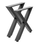 VEVOR Pieds de Table en Forme de X 750x760 mm Lot de 2, Pieds de Bureau en Acier au Carbone, Charge Max. 1000 kg pour Table à Manger, Bureau, Établi, Plan de Travail et Table de Bar, avec Patins, Noir